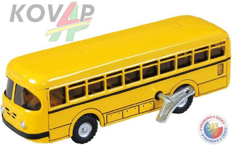 Dopravní prostředky autobus plechový 1:43 na klíček 20cm Kov 0492