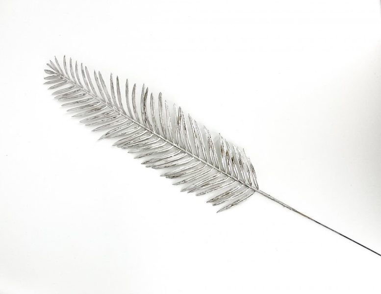 Dekorační metalický list palma stříbrná 10 kusů