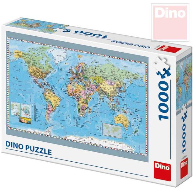 Puzzle 1000 dílků Politická mapa světa 66x47cm skládačka v krabici