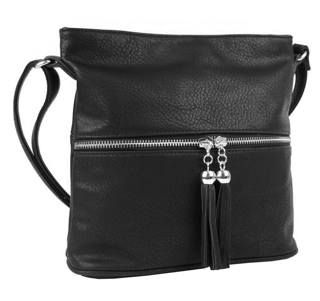 Malá crossbody kabelka se stříbrným zipem NH6020 černá