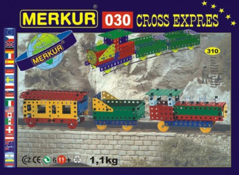 Stavebnice MERKUR 030 Cross expres 10 modelů 310ks v krabici 36x27x3cm