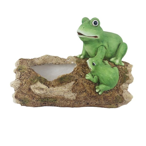 Dekorace pařez s žabáky k osázení X8056