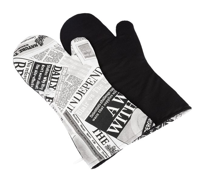 Grilovací rukavice 2ks - 22x46 cm noviny černé/černá