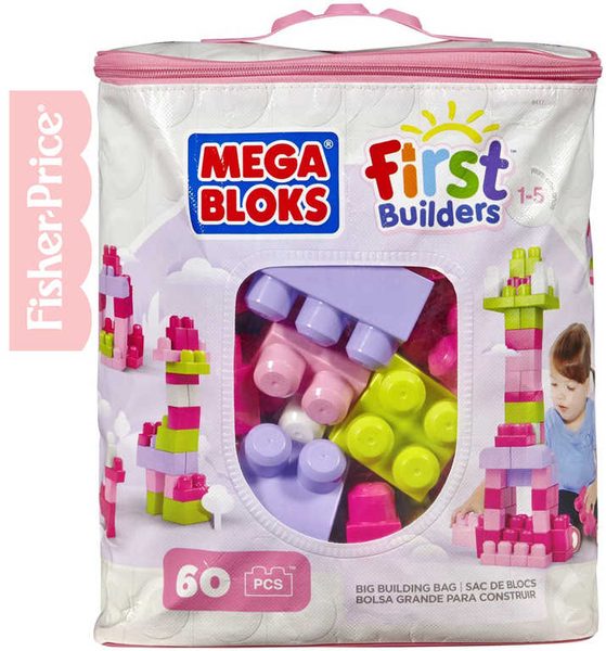 MEGA BLOKS Stavebnice 60 dílků v plastové tašce pro holky