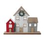 Dekorace dřevěná vesnička D7186 - 24×5×18 cm