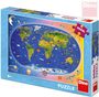 Puzzle XL 300 dílků Mapa světa dětská 47x33cm skládačka v krabici