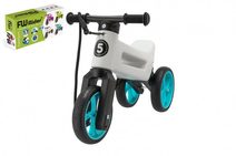 Odrážedlo FUNNY WHEELS Rider SuperSport bílé/tyrkys 2v1+popruh,výš.sedla28/30cm nos.25kg 18m+v krab.