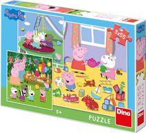 Puzzle Peppa Pig na prázdninách 3x55 dílků 18x18cm skládačka v krabici