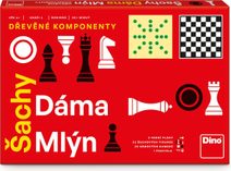 DINO DŘEVO Hra Šachy, Dáma, Mlýn 3v1