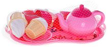 Čajový set dětské nádobíčko s podnosem a sladkostmi 15ks v síťce plast