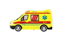 Auto kovové ambulance 11cm zpětný nátah CZ na baterie mluví česky Světlo Zvuk