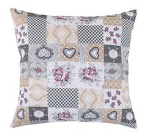 Polštářek DITA - 45x45 cm patchwork love - šedá