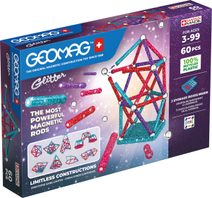 GEOMAG Glitter 60 dílků třpytivá Eko magnetická STAVEBNICE