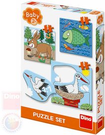 DINO Baby puzzle Kde žijí zvířátka 18x18cm skládačka 3v1 velké dílky