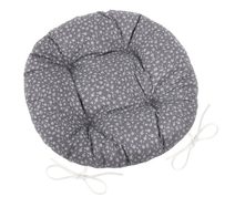 Sedák Adéla prošívaný kulatý - průměr 40 cm šedý kvítek