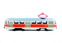 Tramvaj Tatra T3 česká kovová 16cm retro na zpětný chod v krabičce 20x8x6cm CZ design