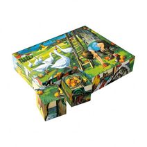 Kostky kubus Na farmě dřevo 12ks v krabičce 16,5x12x4cm