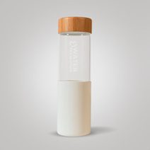 Skleněná láhev na pití v silikonovém obalu bílá Borosilikátové sklo, Silikon, 660 ml
