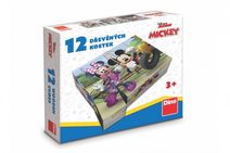 Kostky kubus Mickey a Minnie Disney dřevo 12ks
