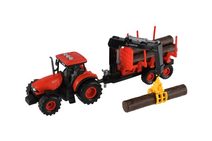 Traktor kovový růžový set s vlečkou 25cm na baterie Světlo Zvuk