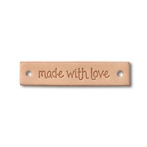 Kožený našívací štítek Made with love