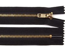 Kovový / mosazný zip šíře 4 mm délka 16 cm kalhotový
