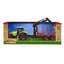 Traktor Zetor s vlekem dřevo 36cm v krabici 42x12,5x13cm