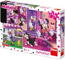 DINO Puzzle 3x55 dílků Disney Den s Minnie Mouse skládačka 18x18cm 3v1