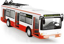 Trolejbus MHD 28cm česky hlásí zastávky funkční dveře na baterie Světlo Zvuk CZ