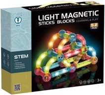 Magnetická stavebnice 2D/3D 52 dílků na baterie Světlo