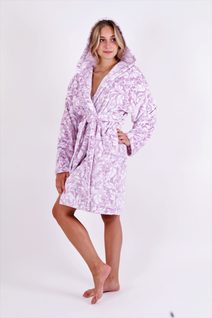 Flora Mauve Mist - Dámský Župan s Límcem - Model 25 56 4303