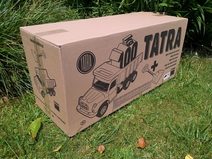 Auto Tatra 148 plast 72cm Bagr UDS na písek v krabici - modrožlutý