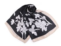 Saténový šátek / šála s květy 90x180 cm