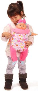 Nosítko 36cm jídelní set s doplňky pro panenku miminko v sáčku plast