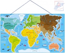 Svět v obrázcích 77x47cm Hra Puzzle naučné 2v1 mapa světa 86 dílků