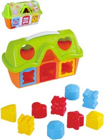 Baby vkládačka domek plastový barevný 26cm set s vkládacími tvary 10ks