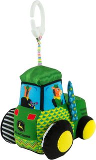 LAMAZE Traktor baby John Deere textilní závěsný s klipem pro miminko