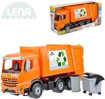 LENA Auto Mercedes Arocs popelářské 54cm set s popelnicí a kontejnerem v krabici