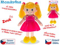 Baby panenka Anežka blondýnka 36cm mluví zpívá česky textilní na baterie CZ Zvuk