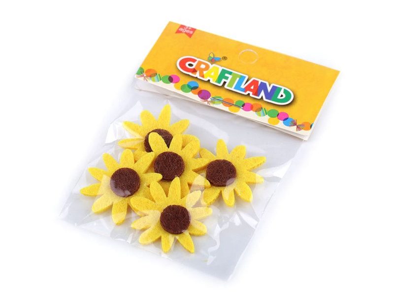 Filcový květ Ø30 mm slunečnice, kopretina 5 kusů