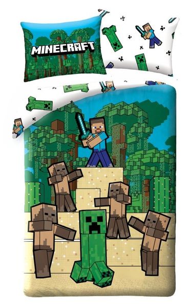 Povlečení Minecraft Creeper a Steve Bavlna, 140/200, 70/90 cm