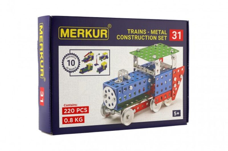 Stavebnice Merkur 031 Železniční modely 10 modelů 211 kusů