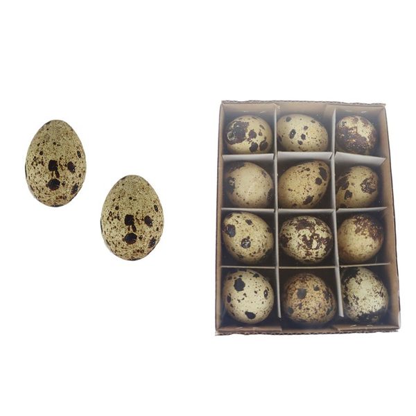 Dekorační křepelčí vajíčka, 12 ks X5774 - dia 2,5 x 3 cm