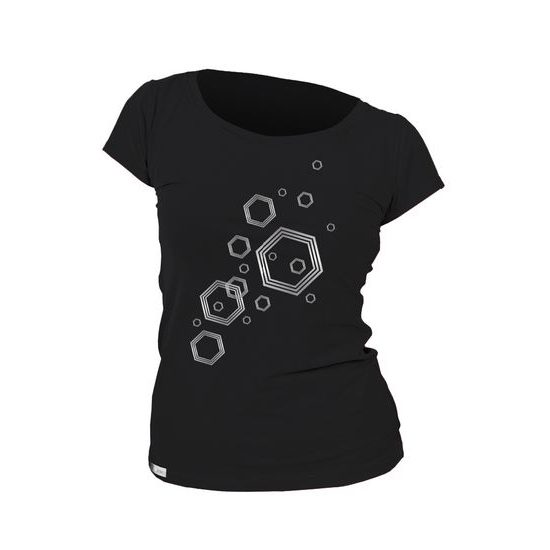 Woman´s T-shirt nanosilver CLASSIC imprinted HEXAGON  black