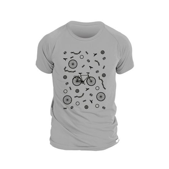 Man´s T-shirt nanosilver CLASSIC imprited BIKE grey