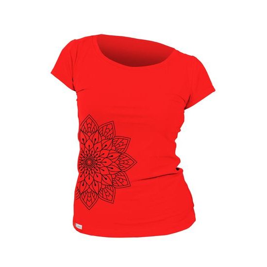 Woman´s T-shirt nanosilver CLASSIC imprinted FLORAL  RED