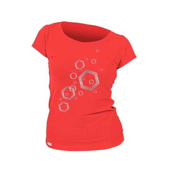 Woman´s T-shirt nanosilver CLASSIC imprinted HEXAGON  red
