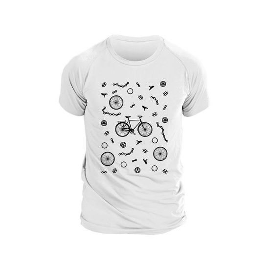 Man´s T-shirt nanosilver CLASSIC imprited BIKE white