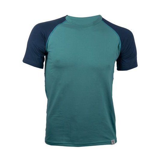 Man's T-shirt nanosilver CLASSIC COMBI with short sleeves emelald/dark blue