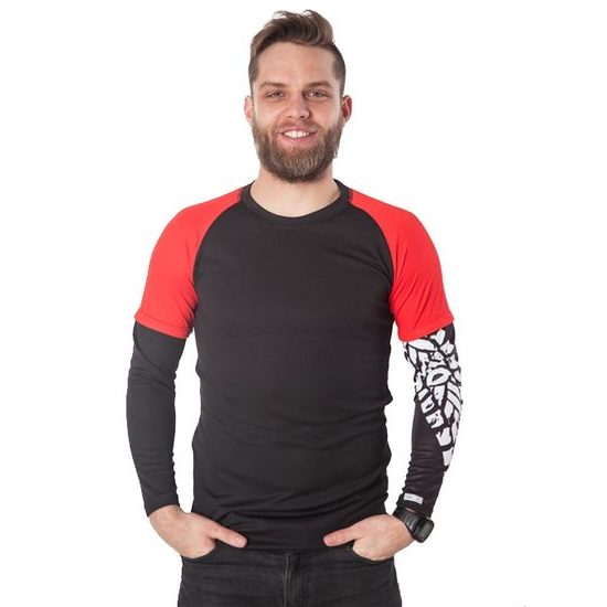 Biker T-shirt long sleeves black/red